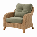 Rattansessel 82 x 85 x 93 cm Natur Grün mit Stoffbezug - Landhausstil