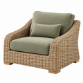 Rattan-Sessel 85 x 85 x 85 cm Natur/Grün mit Stoffpolsterung im Boho-Stil